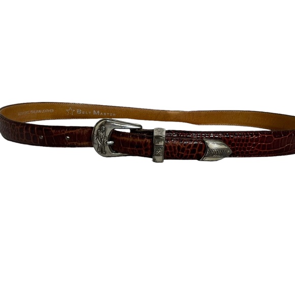 Vintage 1999 Men’s Belt Master Genuine Italian Leather Belt Golfer Buckle SZ 38 - Picture 10 of 10